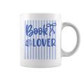 Coquette Book Lover Preppy Blue Stripes Bookworm Reading Graphic Print Coffee Mug