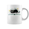 Cute Cat On Book Fun Flower Feline Pet Lover Premium Tri-Blend Graphic Print Coffee Mug