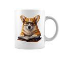 Cute Dog Corgi Reading Book Graphic Print Coffee Mug