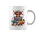 Cute Highland Cow With Book Floral Bookworm Librarian Book Graphic Print Coffee Mug Cute Highland Cow With Book Floral Bookworm Librarian Book Graphic Print Coffee Mug