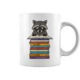 Cute Raccoon Reading On Pile Of Books Graphic Print Coffee Mug