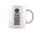 Cute Wiener Dog Dachshund Reading On Pile Of Books Graphic Print Coffee Mug