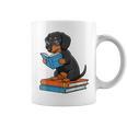 Dachshund Dog With Glasses Reading Book Librarian Graphic Print Coffee Mug Dachshund Dog With Glasses Reading Book Librarian Graphic Print Coffee Mug