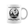 Easily Distracted By Books & Dragons Librarian Book Lover Graphic Print Coffee Mug Easily Distracted By Books & Dragons Librarian Book Lover Graphic Print Coffee Mug