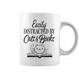 Easily Distracted By Cats & Books Cute Cat Book Lover Graphic Print Coffee Mug Easily Distracted By Cats & Books Cute Cat Book Lover Graphic Print Coffee Mug