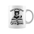 Easily Distracted By Cats And Books Book And Cat Lover Premium Tri-Blend Graphic Print Coffee Mug