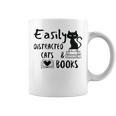Easily Distracted Cats And Books Funny Book Lover Cat Gifts Women Graphic Print Coffee Mug