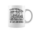 Easily Distracted By Cats And Books Shirt Cat And Book Lover Graphic Print Coffee Mug