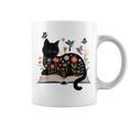 Floral Cat Reading Book Kitten Illustration Graphic Print Coffee Mug Floral Cat Reading Book Kitten Illustration Graphic Print Coffee Mug