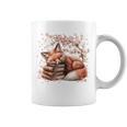 Fox And Book Lover Graphic For Women And Spring Pink Flower Graphic Print Coffee Mug