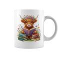 Highland Cow Book Floral Bookworm Librarian Cute Easter Day Graphic Print Coffee Mug