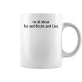 I'm All About Tea And Books And Cats Text Statement Graphic Print Coffee Mug