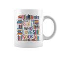 Just A Girl Who Loves Books Bookshelf Female Book Lovers Graphic Print Coffee Mug