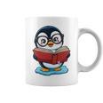 Kawaii Penguin In Cartoon Style With Book And Glasses Graphic Print Coffee Mug Kawaii Penguin In Cartoon Style With Book And Glasses Graphic Print Coffee Mug