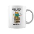 Life Is Better With Cats And Books Cat Graphic Print Coffee Mug Life Is Better With Cats And Books Cat Graphic Print Coffee Mug