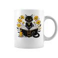 Mystic Cat With Spell Book Candle Flowers Witchcore Men Women Kids Graphic Print Coffee Mug