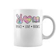 Peace Love Books Pastel Reading Heart Art For Book Lovers Graphic Print Coffee Mug Peace Love Books Pastel Reading Heart Art For Book Lovers Graphic Print Coffee Mug