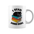 I Read Banned Books Tshirt Cat Reader Bookworm Women Graphic Print Coffee Mug