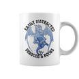 Reading Easily Distracted By Dragons & Books Lover Bookworm Graphic Print Coffee Mug