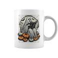 Vintage Ghost Reading Book Pumpkins Goth Halloween Teachers Graphic Print Coffee Mug Vintage Ghost Reading Book Pumpkins Goth Halloween Teachers Graphic Print Coffee Mug
