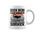 Women's Book Mom Cat Lover Reading With My Felline Sidekick Graphic Print Coffee Mug Women's Book Mom Cat Lover Reading With My Felline Sidekick Graphic Print Coffee Mug