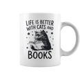 Women's Life Is Better With Cats And Books Cat Graphic Print Coffee Mug