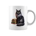 Women's Smokey Maine Coon Cat Book Lover Graphic Print Coffee Mug