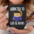 Addicted To Cats And Books Orange Tabby Cat Men Women Kids Graphic Print Coffee Mug Unique Gifts