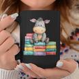 Adorable Donkey With Heart Sitting On Colorful Book Stack Graphic Print Coffee Mug Unique Gifts