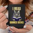 Banned Books Cat Reader Anti-Censorship Graphic Print Coffee Mug Unique Gifts