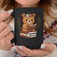Bear Reading Book Graphic Bear With Book Floral Graphic Print Coffee Mug Unique Gifts