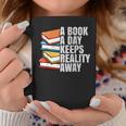 A Book A Day Keeps Reality Away Bookworm Graphic Print Coffee Mug Unique Gifts
