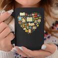 Book Lover Heart Reading Stack Bookworm Graphic Print Coffee Mug Unique Gifts