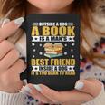 Book Lover Outside a Dog a Book Is a Man's Best Friend Graphic Print Coffee Mug Unique Gifts