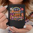 Book Peace Bookworm Hippie Rainbow Peace Sign Graphic Print Coffee Mug Unique Gifts