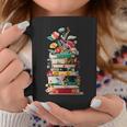 Book Stack With Flowers Reading Lover Bookish Graphic Print Coffee Mug Unique Gifts