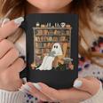Bookish Ghost Haunted Library Cat Bookworm Book Lover Graphic Print Coffee Mug Unique Gifts