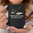 I Like Books & Cats More Than People Cat Book Lover Reading Graphic Print Coffee Mug Unique Gifts