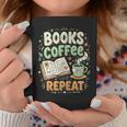 Books Coffee Repeat Book Lover Reader Bookworm Graphic Print Coffee Mug Unique Gifts