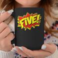 Boy Five Superhero Comic Book Hero 5th Birthday Boy 5 Years Graphic Print Coffee Mug Unique Gifts
