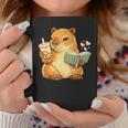 Capybara Reading a Book With Bubble Tea Graphic Print Coffee Mug Unique Gifts