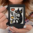 Cat Reading Book Folk Art Cozy Illustration Graphic Print Coffee Mug Unique Gifts