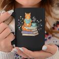 Cat Reading Book Lover Coffee Books Teacher Librarian Cat Graphic Print Coffee Mug Unique Gifts