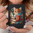 Cat Reading A Book Men Women Kids Graphic Print Coffee Mug Unique Gifts