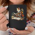 Cat Reading A Book In Traditional Japanese Clothing Kimono Graphic Print Coffee Mug Unique Gifts