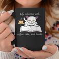 Cute Cat Book Reading Coffee Graphic Print Coffee Mug Unique Gifts