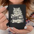 Cute Cat Reading Book Classic Bookworm Animal Pet Lover Graphic Print Coffee Mug Unique Gifts