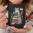 Cute Cat Reading Books With Tea Graphic Print Coffee Mug Unique Gifts