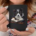 Cute Dog Border Collie Reading Book Graphic Print Coffee Mug Unique Gifts