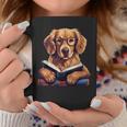 Cute Dog Golden Retriever Reading Book Graphic Print Coffee Mug Unique Gifts